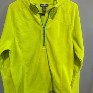 Eddie Bauer Womans XL Bright Yellow Zip-Up fleece Sweater
